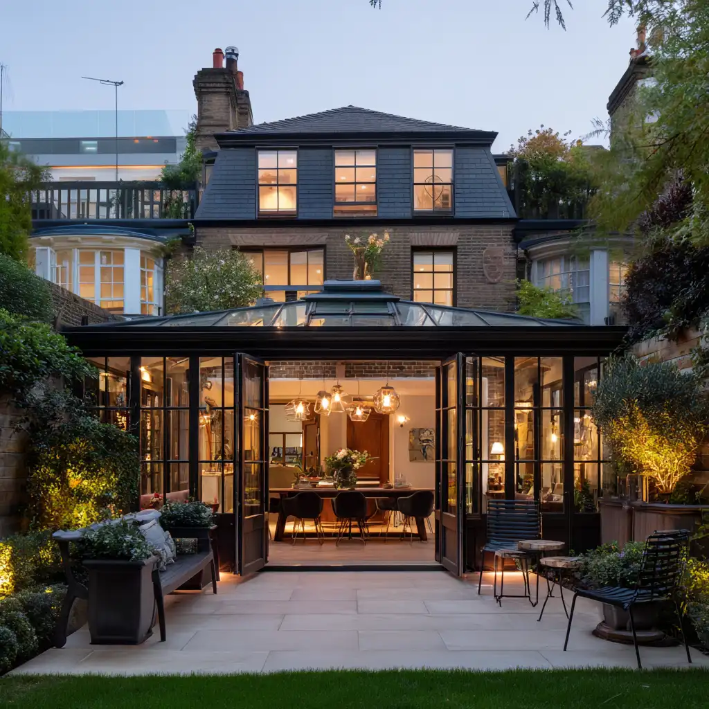 Glass conservatory at the back of a london home