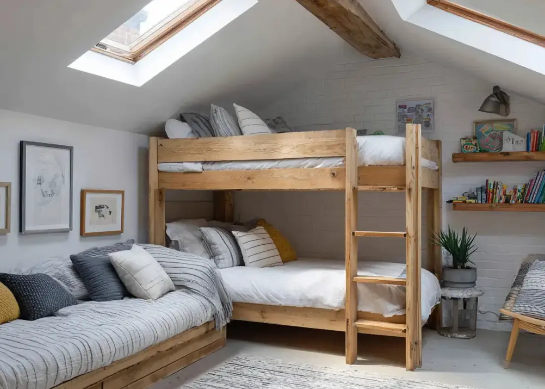 Loft with a bunk bed